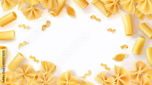 Frame of pasta on plain background for culinary design	