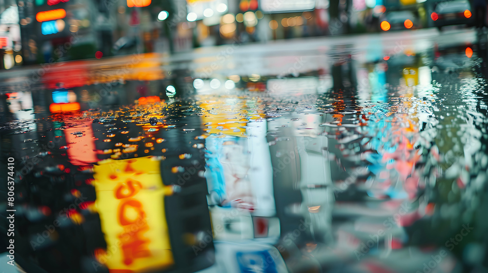 Raindrops on the glass in the city. Blurred background. Raindrops on the glass in the city. Blurred background.