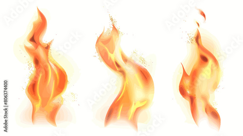 Bright fire flame isolated on white - dynamic fire elements 