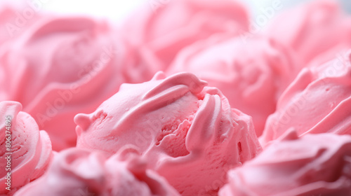 strawberry ice cream scoops background. Ice-cream texture