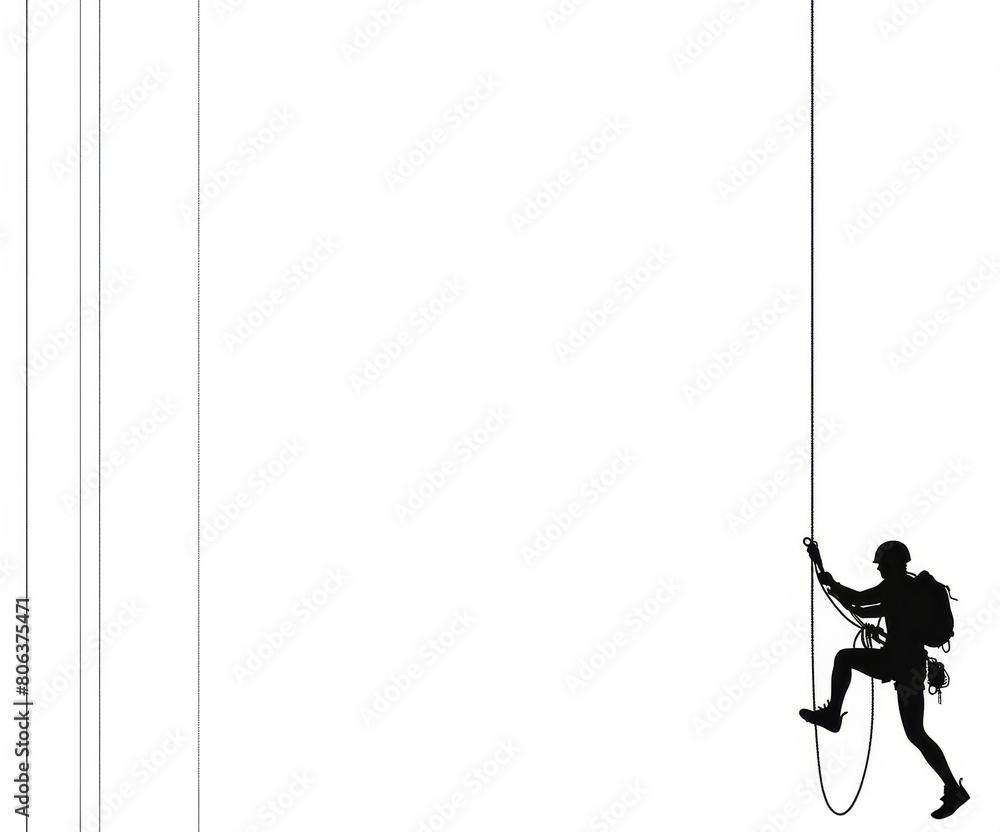 Fototapeta premium The image shows a rock climber on a rope ascending a cliff face