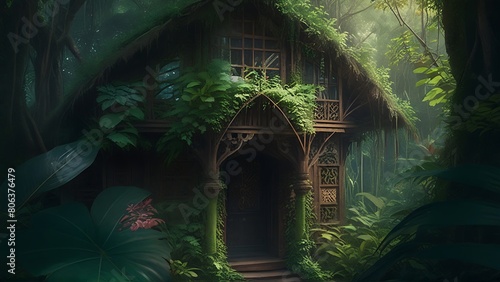 Within the Lush Jungle  A Wooden Abode