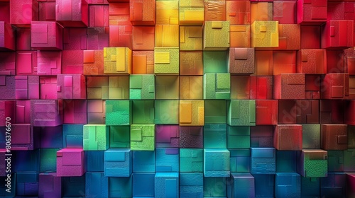 Colorful Wall Covered With Cubes
