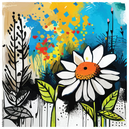 A mixed media painting of flowers digital art screen print wheat paste poster