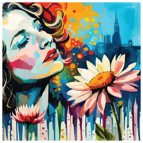 A mixed media painting of flowers digital art screen print wheat paste poster