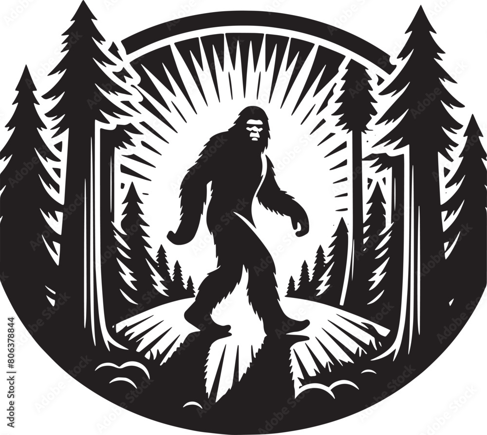 Bigfoot Forest Silhouette Vector Bigfoot Forest Silhouette Vector