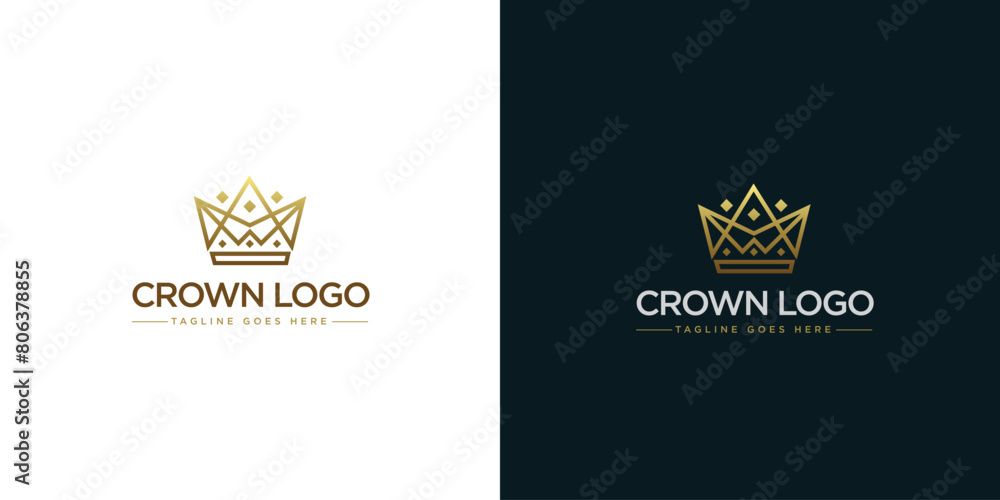 Gold crown logo vector illustration with minimalist design style Gold crown logo vector illustration with minimalist design style