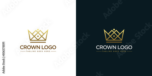 Gold crown logo vector illustration with minimalist design style