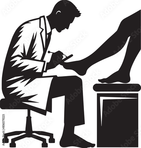 Male Podiatrist Looking at Foot Vector Illustration