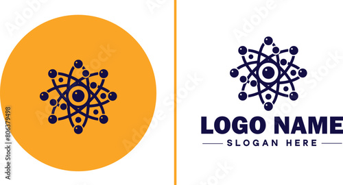 atom icon Particle Molecule Elementary particle flat logo sign symbol editable vector