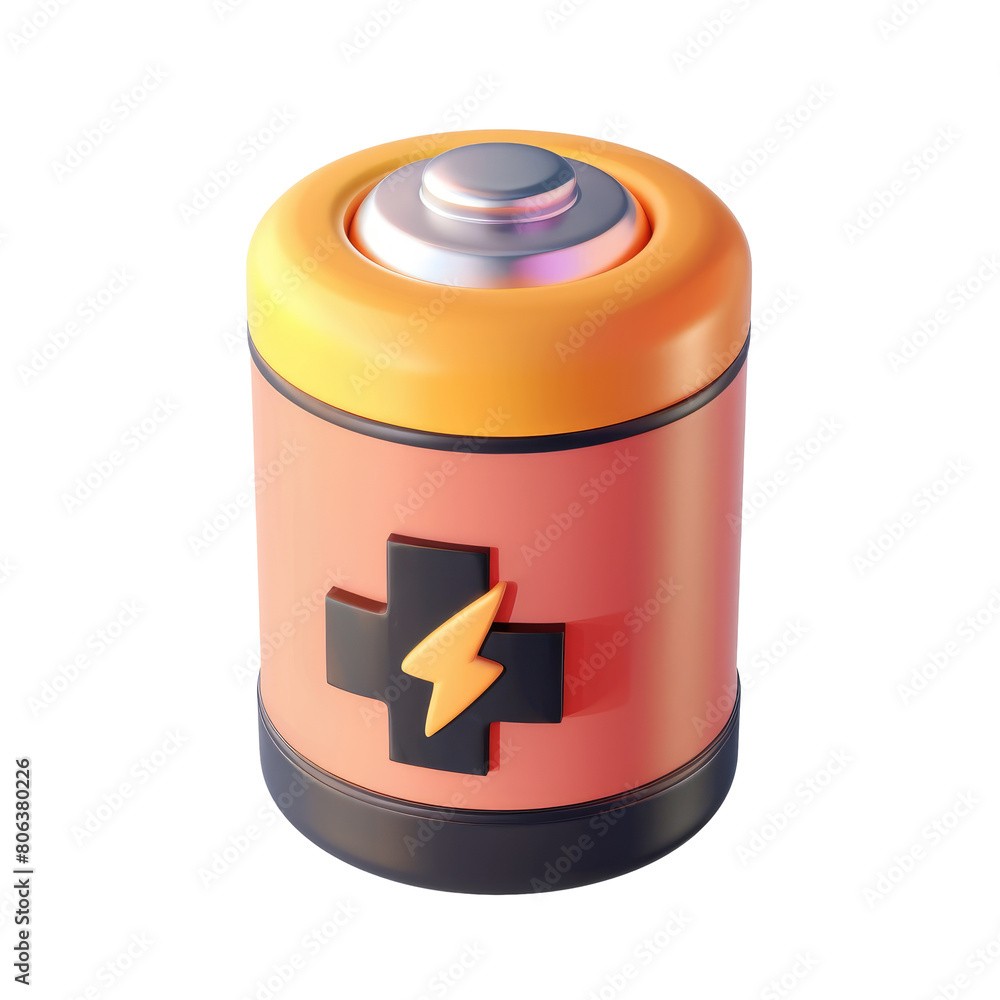 Battery electricity icon 3D render isolated on white, transparent background PNG Battery electricity icon 3D render isolated on white, transparent background PNG