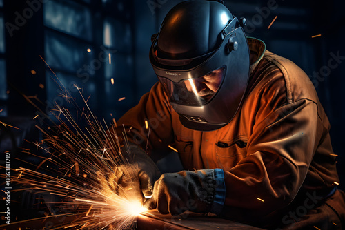 worker welding at his job, welding, working in construction welding, welding metals