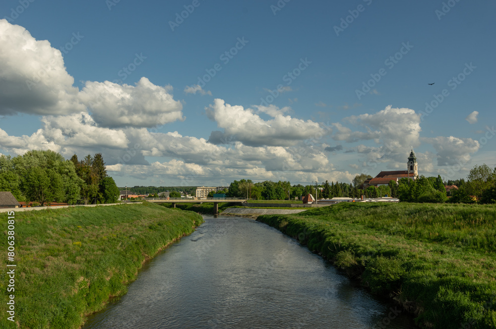 River Lapincs (Lafnitz) is flowing in Szentgotthard city, Hungary River Lapincs (Lafnitz) is flowing in Szentgotthard city, Hungary