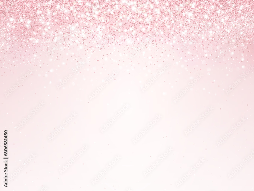 Pink glitter lights background. Sparkling glittering rain effect. Celebration backdrop for mother's day, Valentine, wedding, birthday party. Luxury frame, border. Vector. Pink glitter lights background. Sparkling glittering rain effect. Celebration backdrop for mother's day, Valentine, wedding, birthday party. Luxury frame, border. Vector.