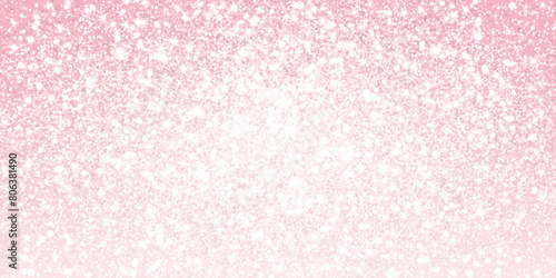 Pink glitter lights background. Sparkling glittering rain effect. Celebration backdrop for mother's day, Valentine, wedding, birthday party. Luxury frame, border. Vector.