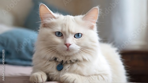 Luxurious Luster: The Blue-Eyed Cat of Fortune