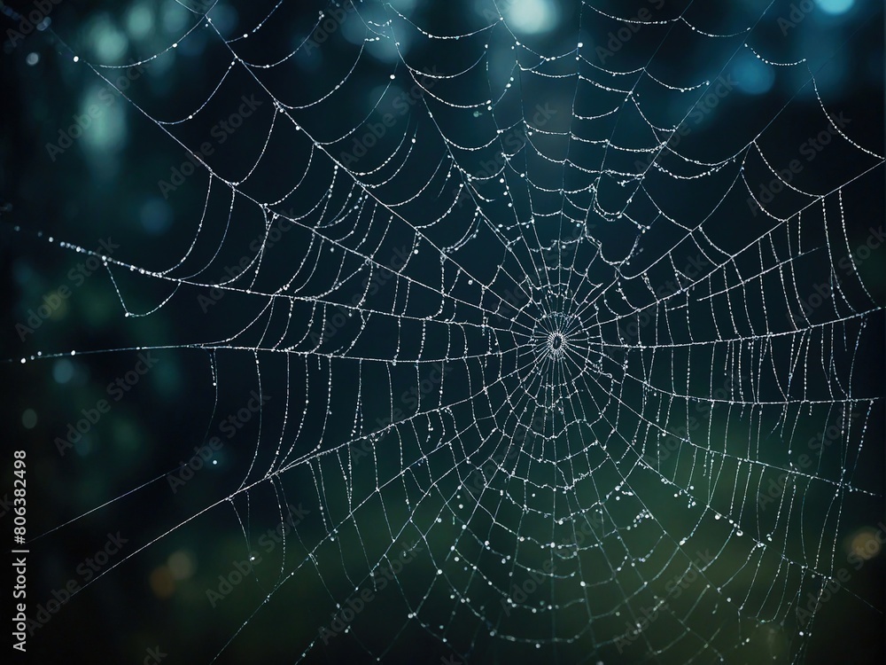 Naklejka premium spider web with dew drops