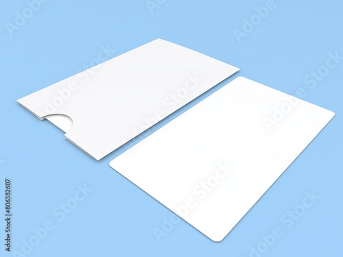 Business cards mockup for design on blue background. 3d render illustration.
