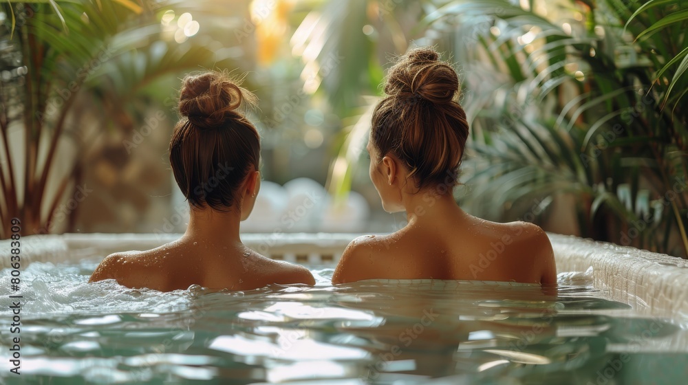 Women Sitting in Pool of Water