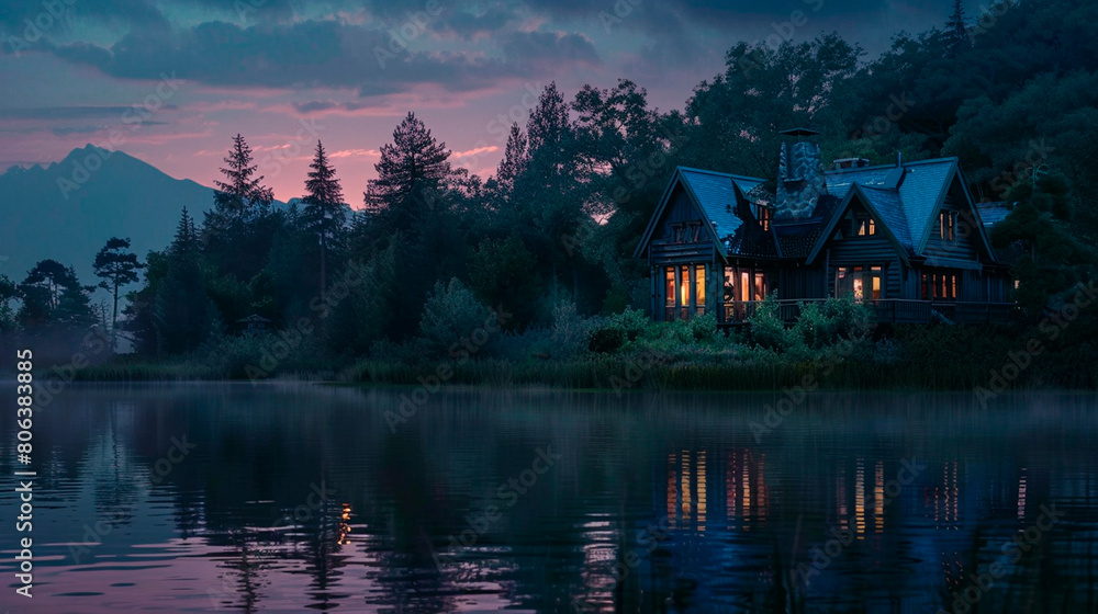 Obraz premium of a fantasy house with garden
