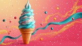 Ice Cream Cone With Pink Icing