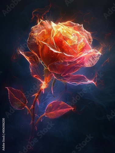 Glowing Rose of Remembrance  A Digital Memorial Honoring Enduring Love photo