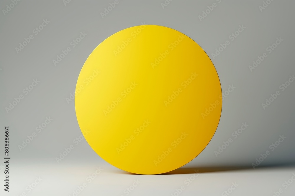 Bright yellow circular speech bubble on a soft grey background, minimalist design, text space included