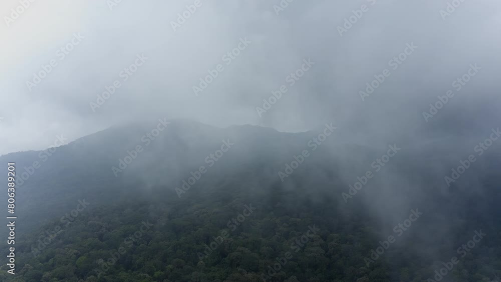 Tropical forest and lake through clouds Tropical forest and lake through clouds