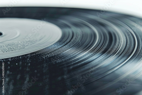 Black vinyl record isolated on white background photo