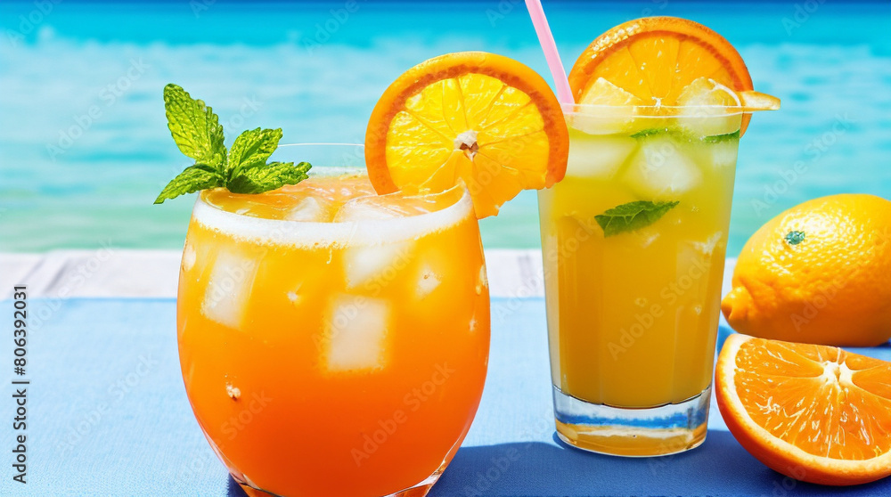 cocktail on the beach, summer, fresh, fruits cocktail on the beach, summer, fresh, fruits