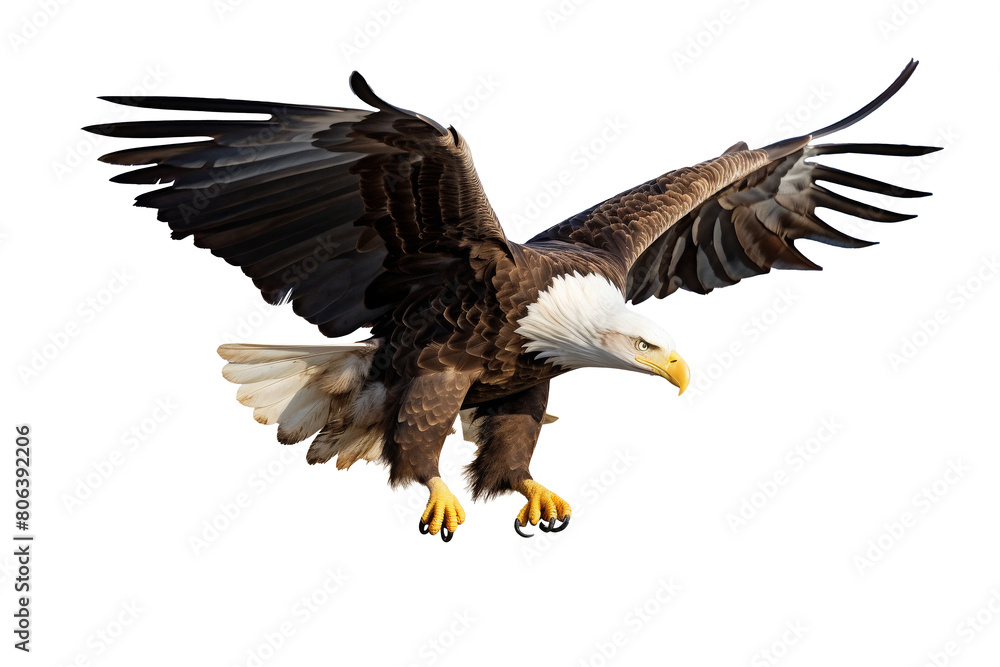 Obraz premium Bald Eagle in Flight on Transparent Background