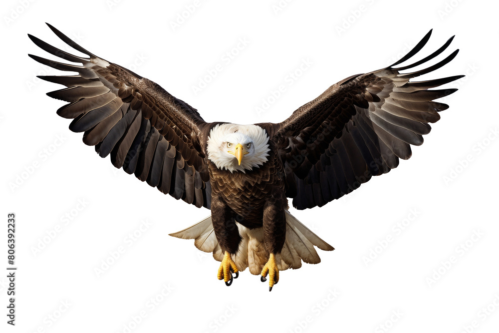 Obraz premium Bald Eagle in Flight on Transparent Background