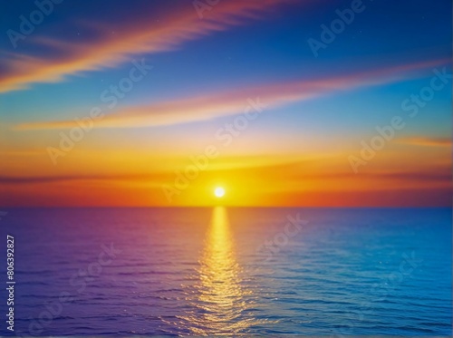 Bright Horizon sunrise with a vast sea atmosphere