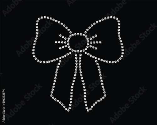 bow crystal rhinestone hotfix bow ribbon glitter Diamond bow composition  rhinestone design for t shirt printing
