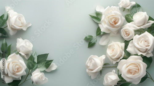 Fototapeta Naklejka Na Ścianę i Meble -  A close up of a bunch of white roses