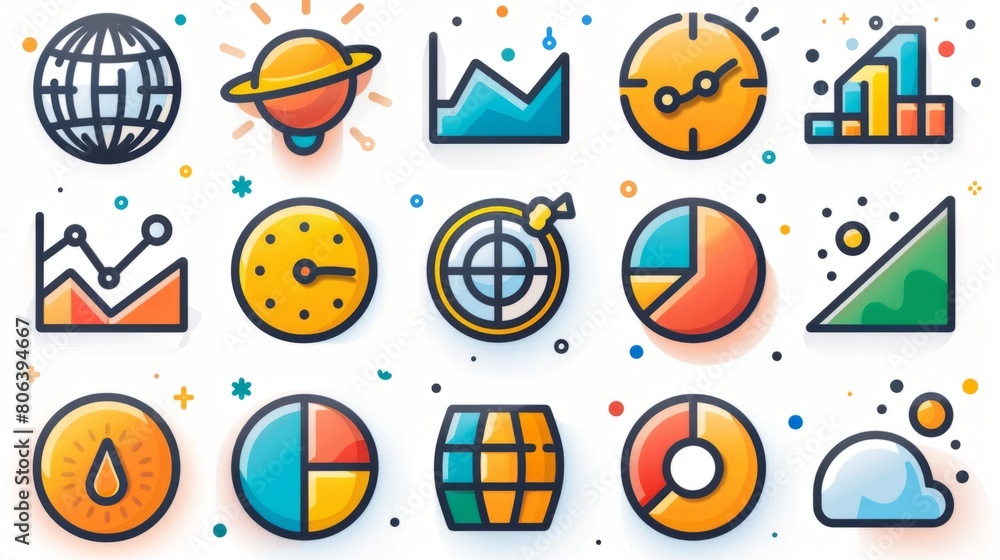 A modern icon set of graph and chart related line icons. Statistics and analytics modern icons. A modern icon set of graph and chart related line icons. Statistics and analytics modern icons.