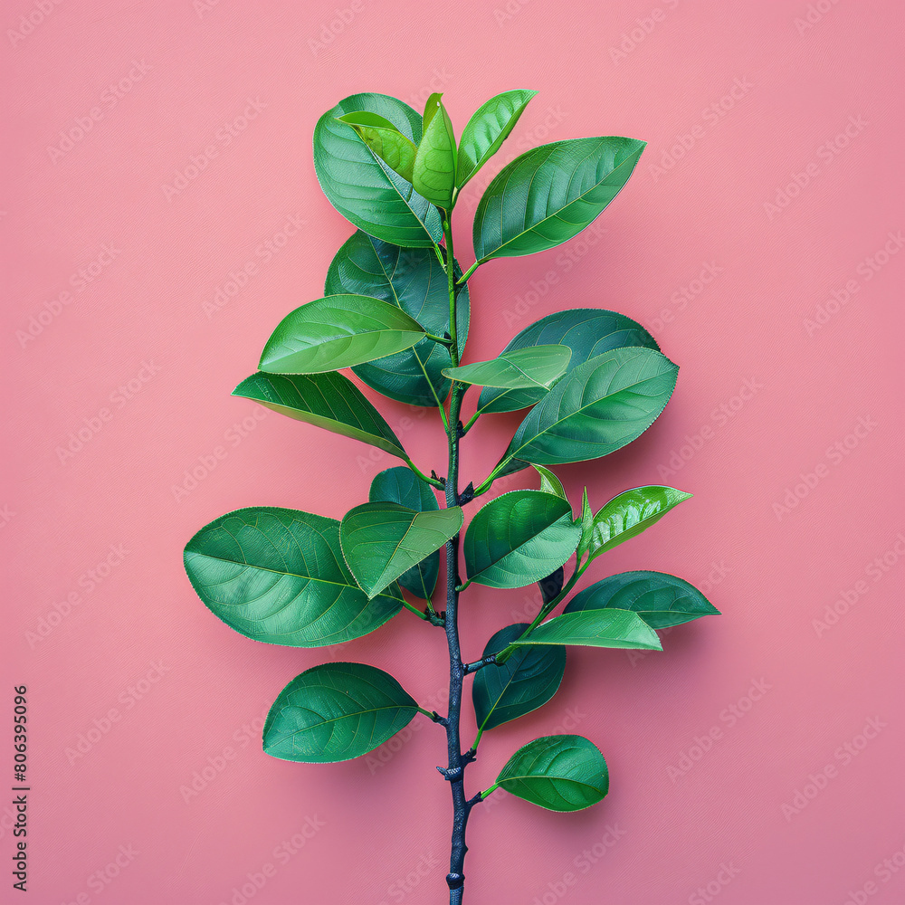 Green Leafed Plant on Pink Background