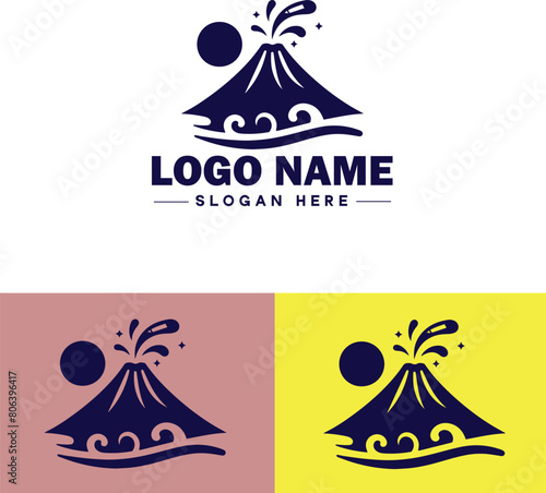 volcano icon Volcanic mountain Volcanic peak Volcanic cone flat logo sign symbol editable vector