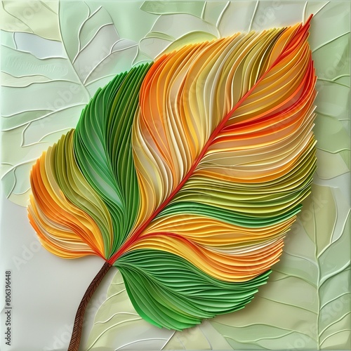 Abstract Leaf Colorful Background Green Orange Plant Nature  photo