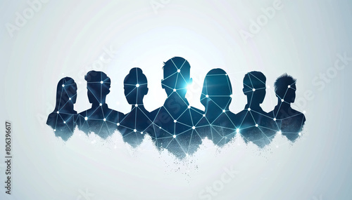 silhouettes of diverse team professionals business individuals connected by lines dots symbolizing network connections