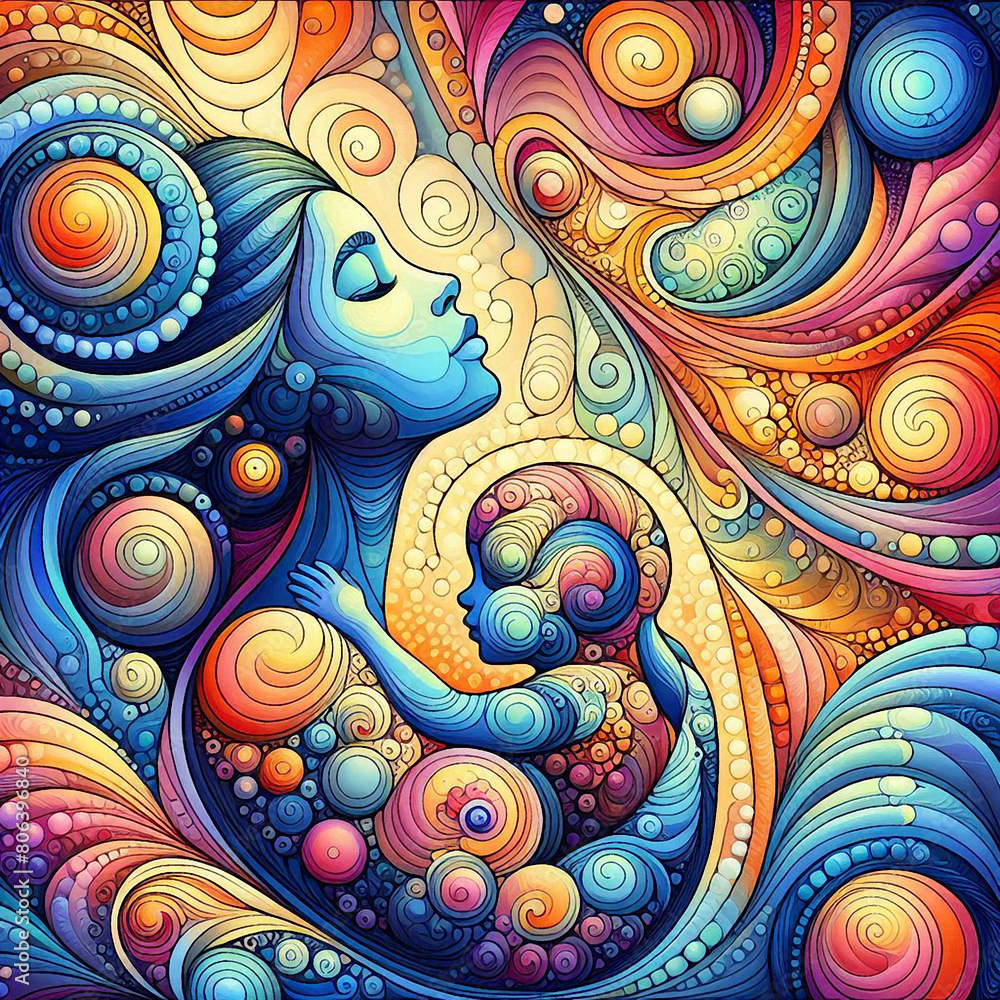 Illustration on the theme of family and love Illustration on the theme of family and love