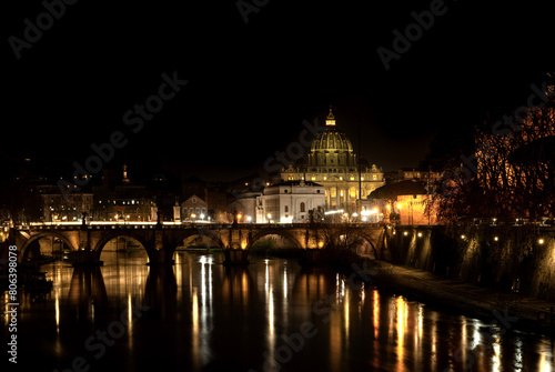 Night View of Rome from Tiber River