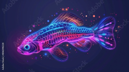 tetras aquarium fish neon light AI generated photo