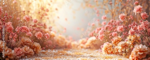 Decorations with predominantly white floral backgrounds are suitable for wedding designs