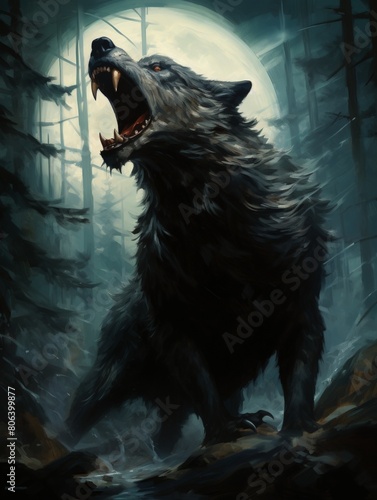 Werewolf s Haunting Cry Beneath Gothic Moon