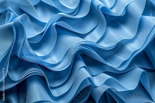 abstract 3d background with folded blue ribbons and ruffles modern fashion wallpaper digital illustration photo