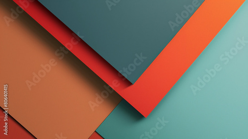 A stack of colored paper with a blue and orange piece in the middle