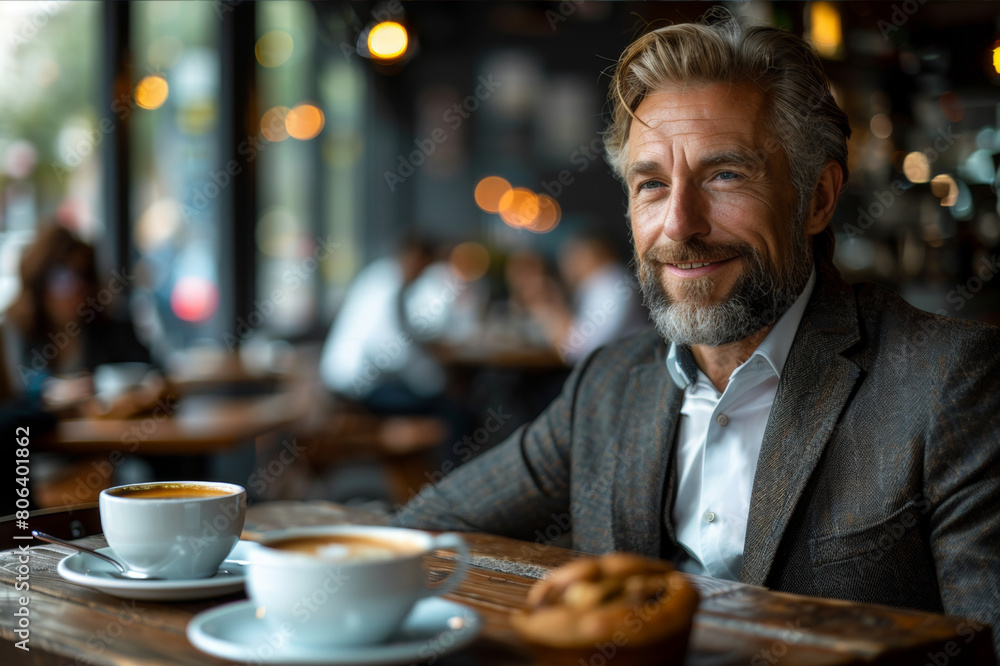 Business professionals networking over coffee at a conference. AI generated. Business professionals networking over coffee at a conference. AI generated.