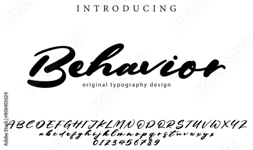 Behavior Font Stylish brush painted an uppercase vector letters, alphabet, typeface