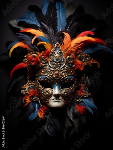 Feathered Mask Portrays Carnival Splendor